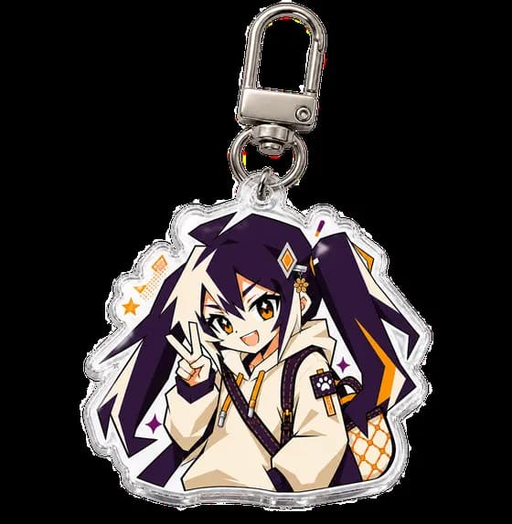 Clear acrylic keychain with printed artwork and metal clasp