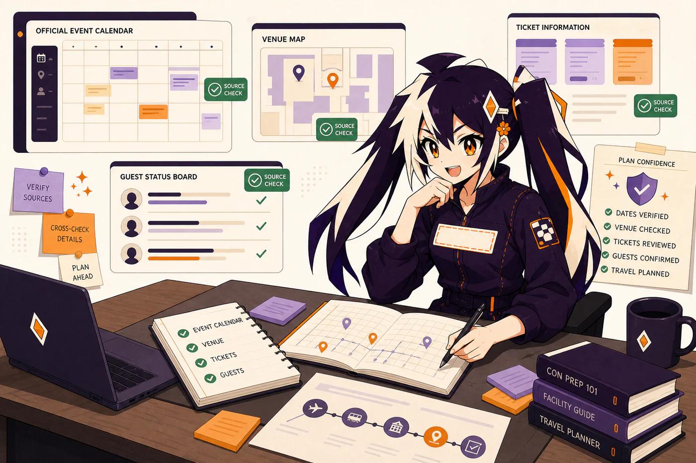 Glint reviewing source-checked C2E2 dates, ticket and creator pages