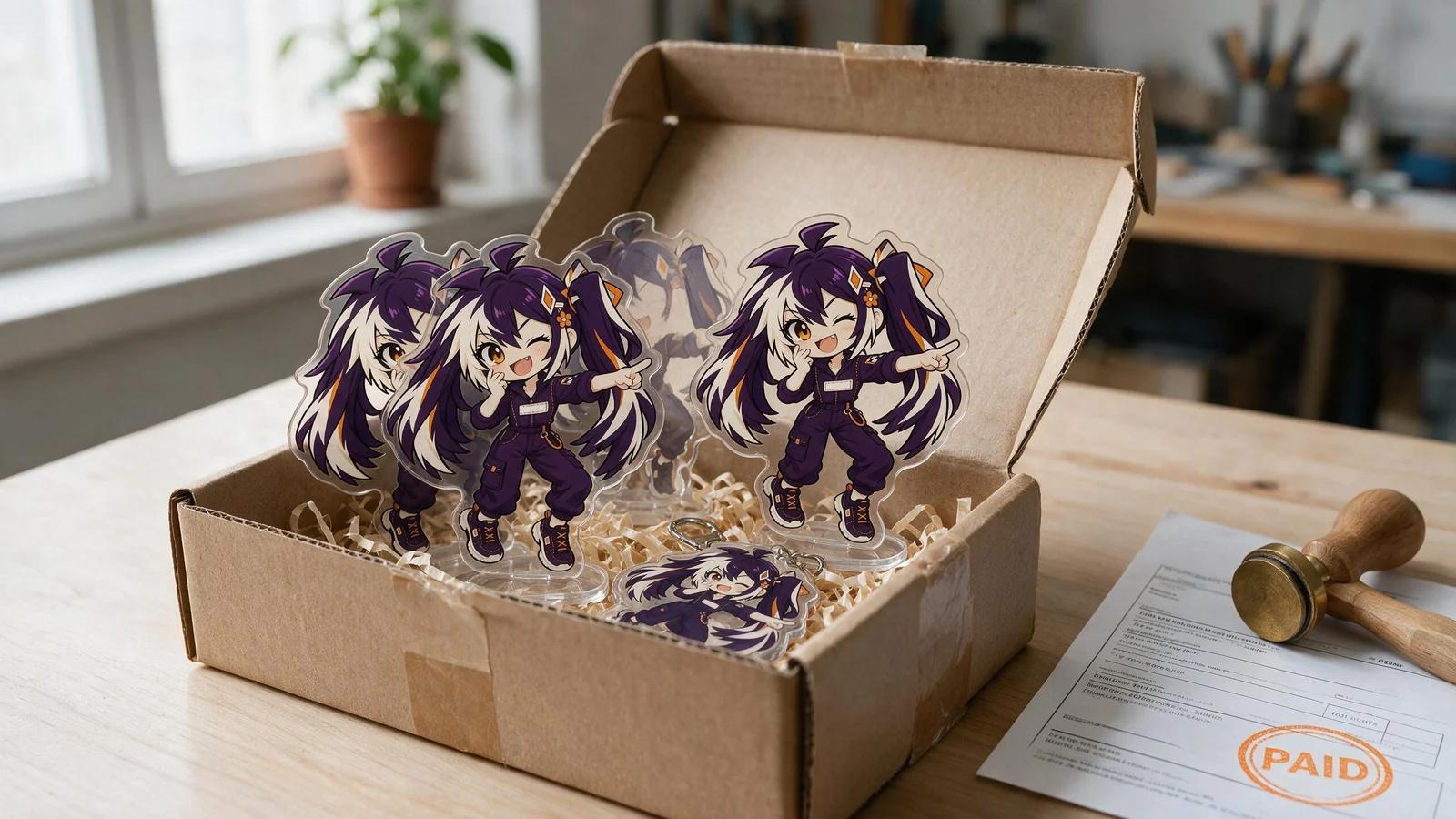 A parcel of custom merch arriving at an artist studio door