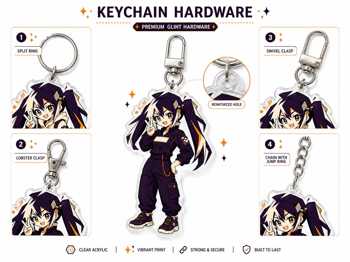 Glintmade acrylic keychain hardware selection example