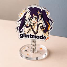 Custom spring acrylic standee photographed on pastel paper