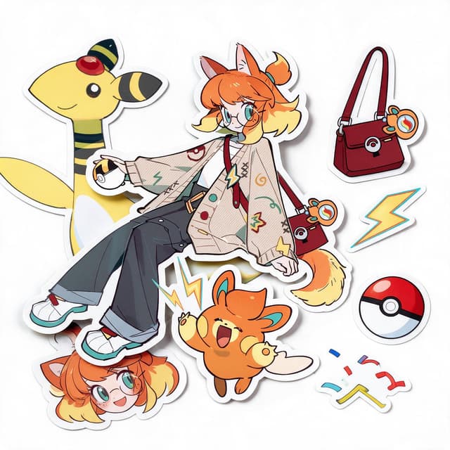 Pokemon Series sticker pack with eight die-cut designs on a white background