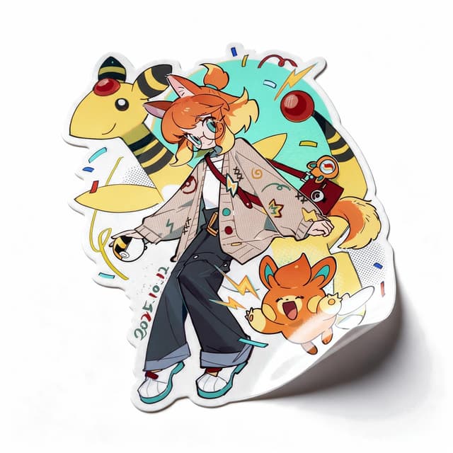 Pokemon Series glossy vinyl die-cut sticker of the trainer artwork on a white background