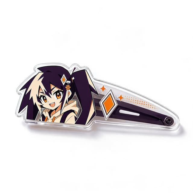 Custom Acrylic Hair Clips product photo — custom printed acrylic accessory by Glintmade