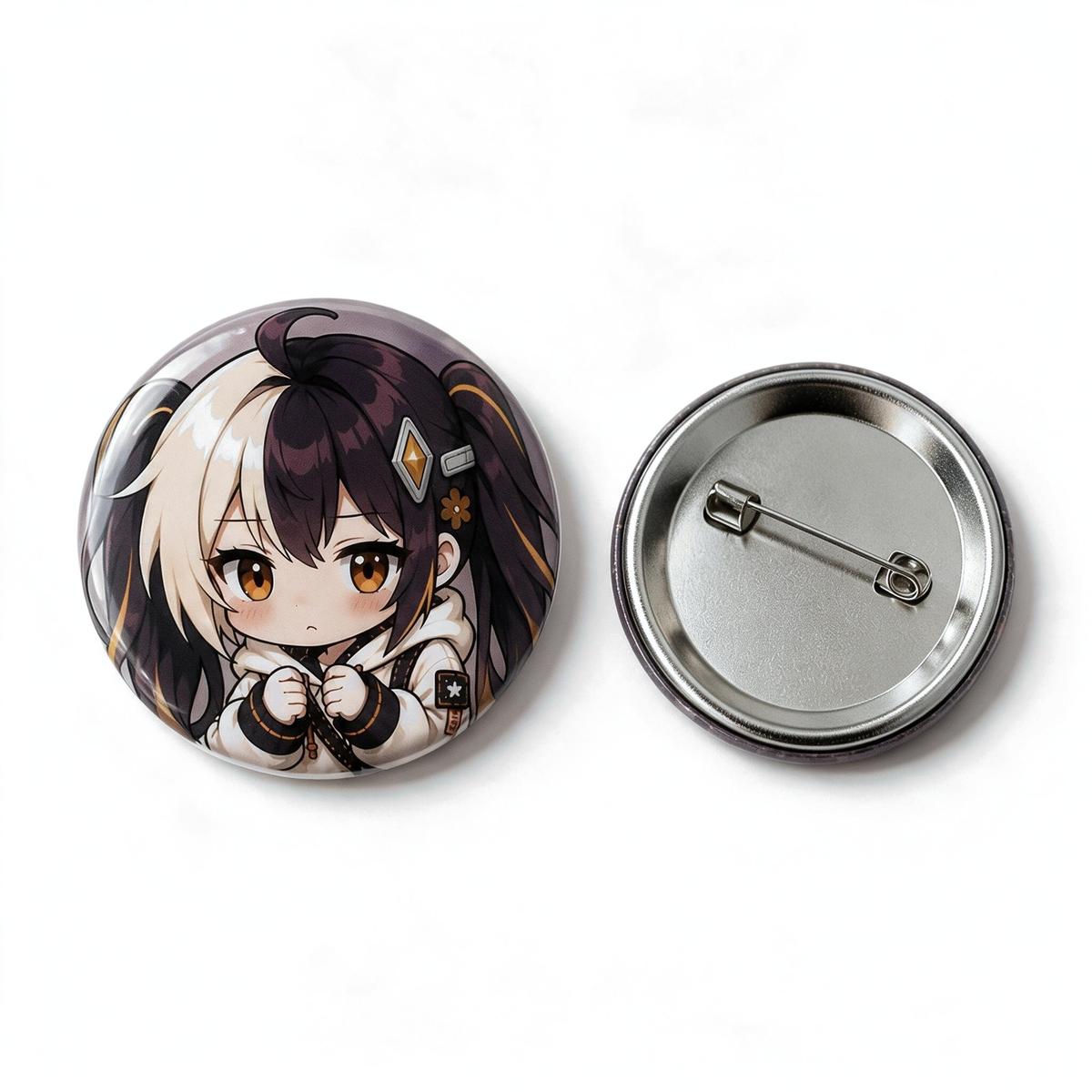 Custom Round Glow-in-the-Dark Tinplate Badge product photo on a white background