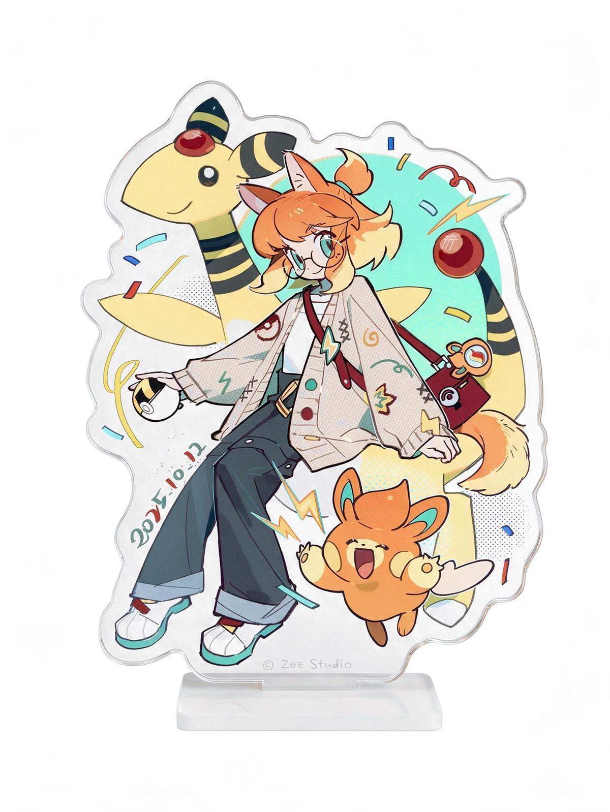 Custom full-bleed acrylic standee die-cut with a clear bleed edge on a pure white background