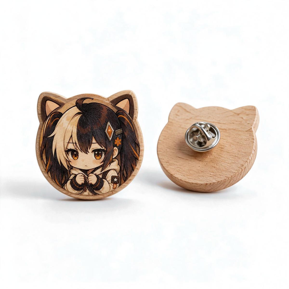 Custom 3D Beechwood Badge product photo on a white background