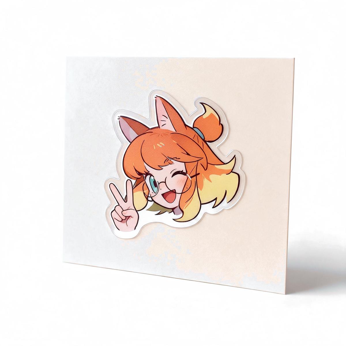 Pokemon Series clear die-cut sticker of the trainer face with transparent areas on a light card