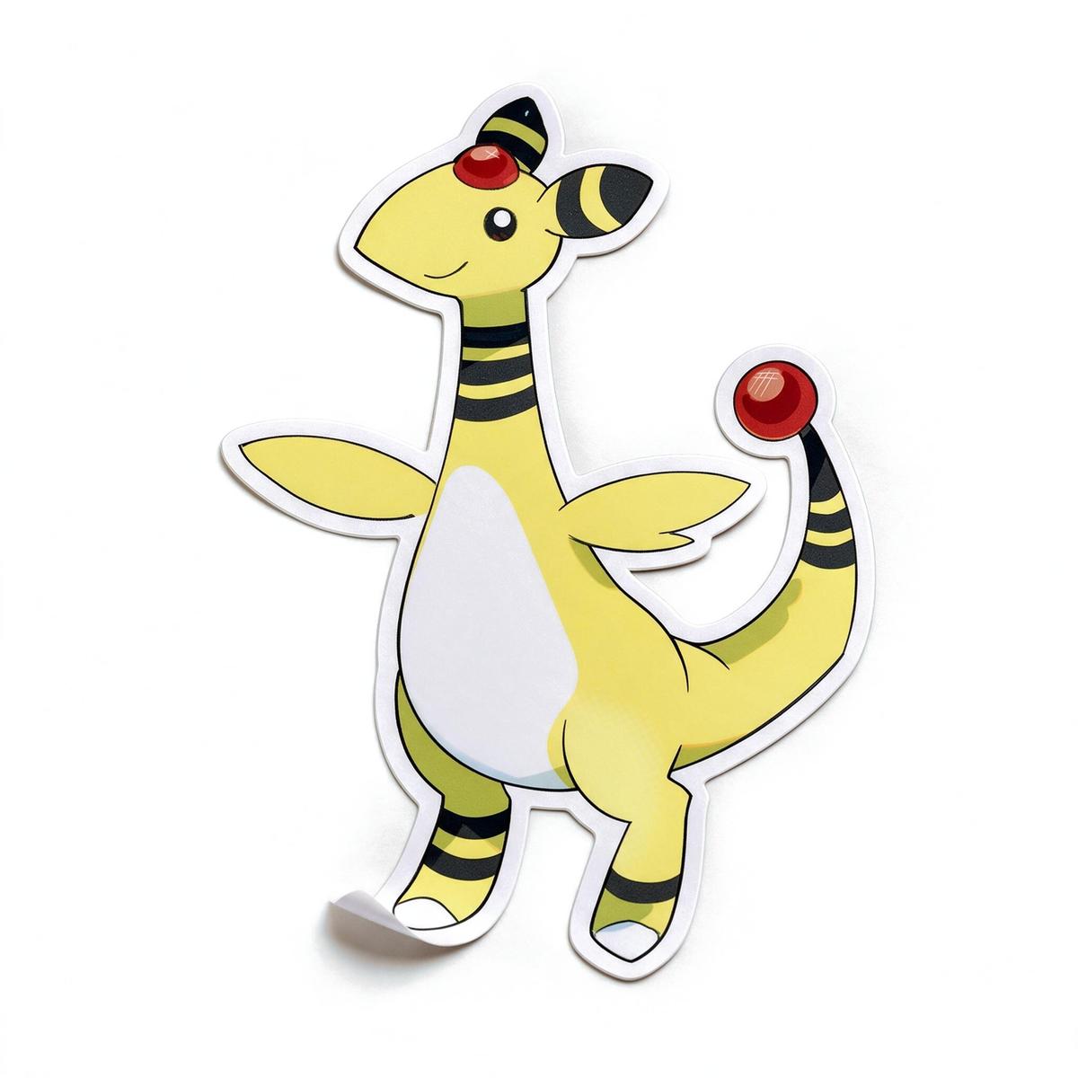 Pokemon Series matte die-cut sticker of the yellow electric Pokemon on a white background
