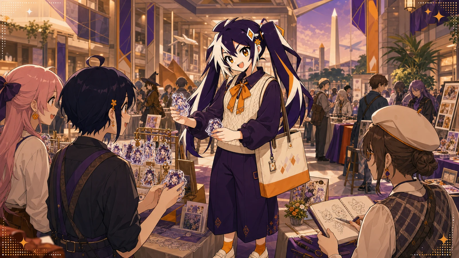 Glint browsing independent artisan charms at a Virginia anime convention