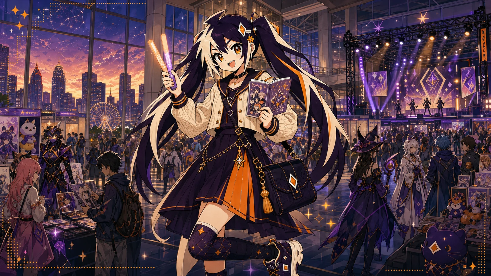 Glint enjoying manga and music at an Atlanta anime convention