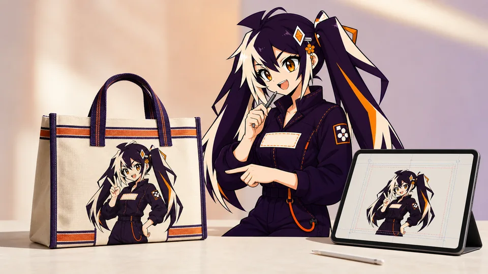 Glint preparing print-ready artwork for a custom canvas tote